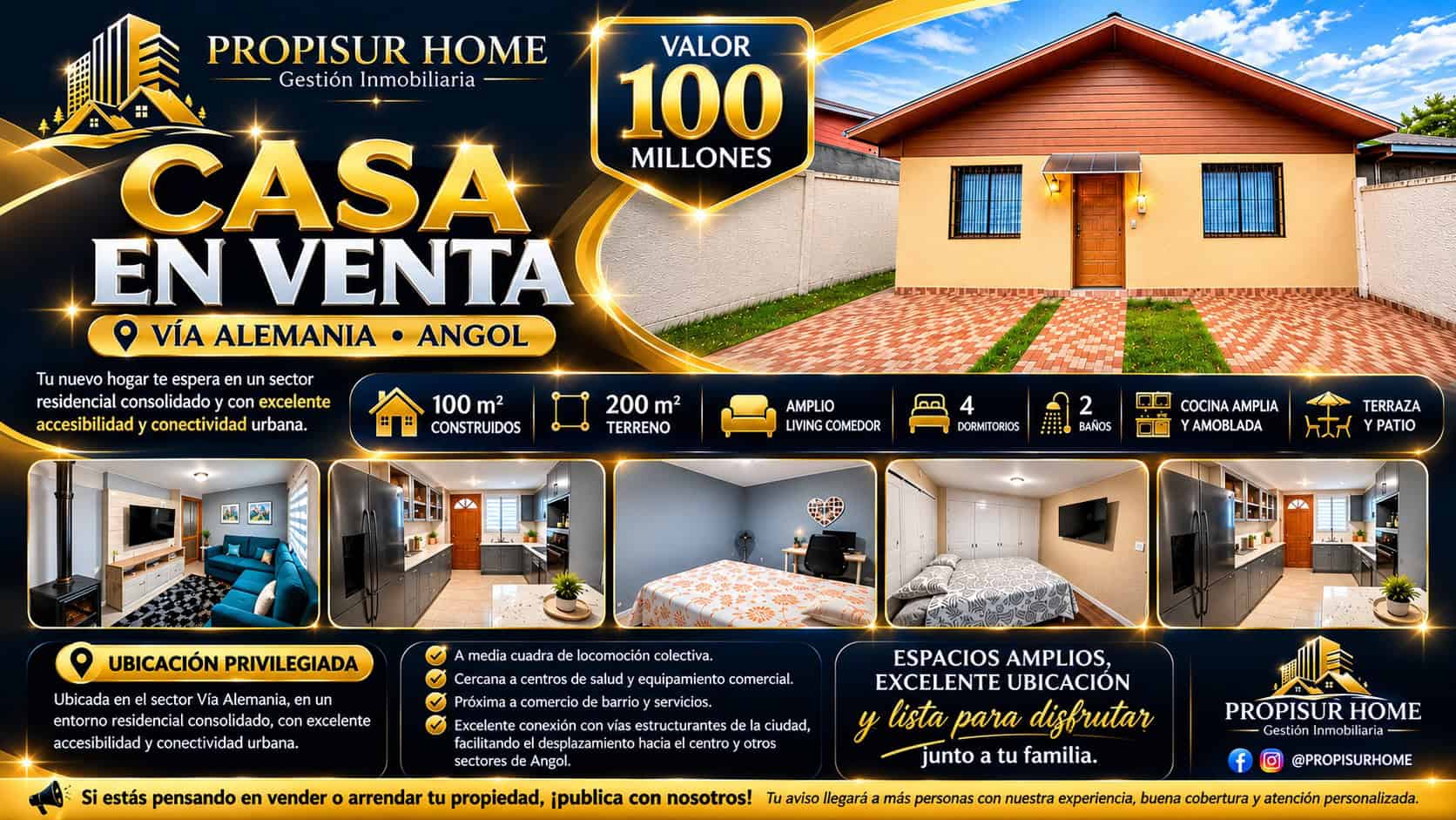 Casa en venta en Angol Villa Alemania con 4 dormitorios, 2 baños, amplio patio y cocina amoblada | Propisur Home SpA