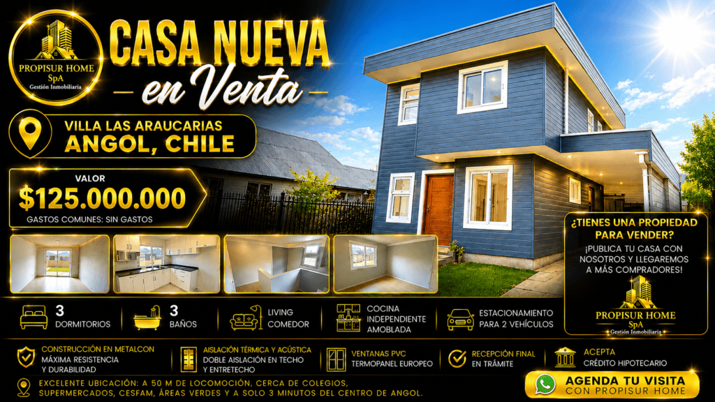 Casa nueva en venta en Villa Las Araucarias, Angol | Propisur Home SpA