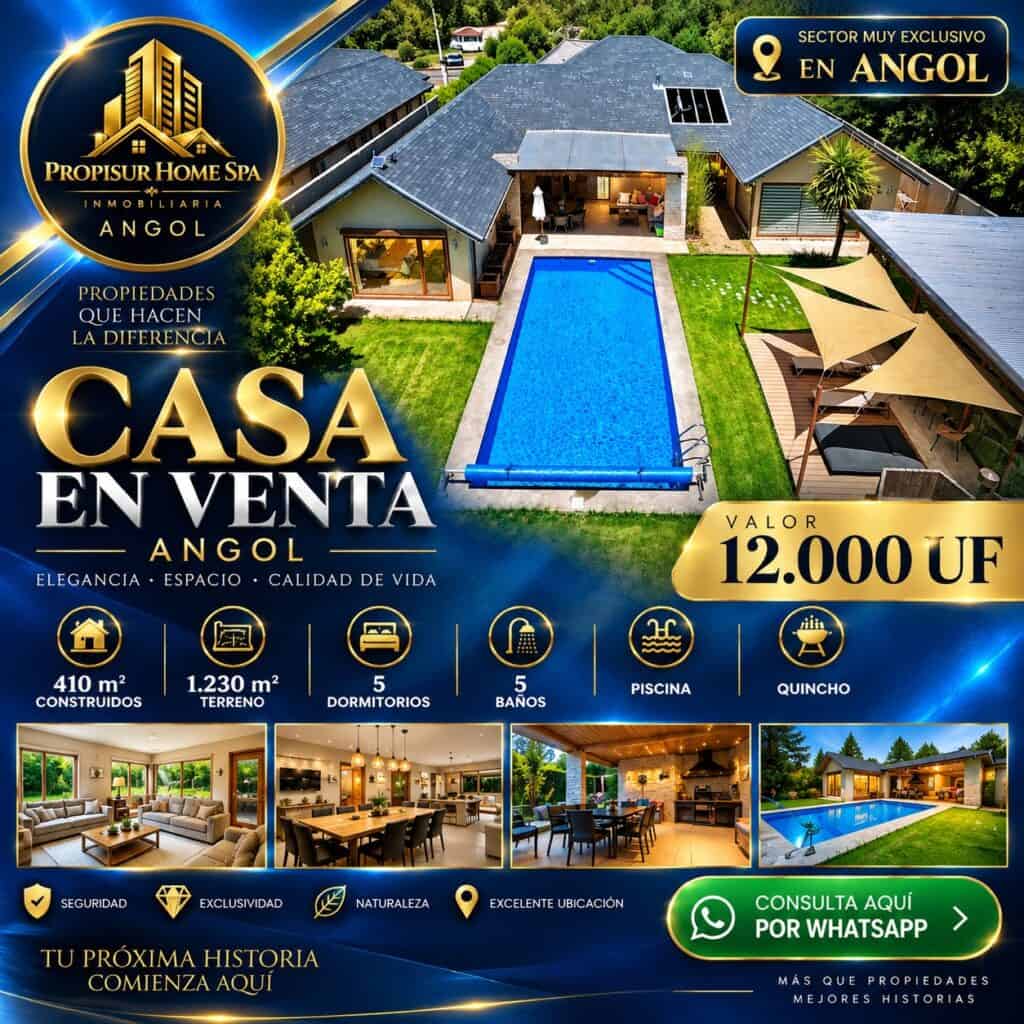 Casa exclusiva en venta en Angol sector Ex Calan con piscina