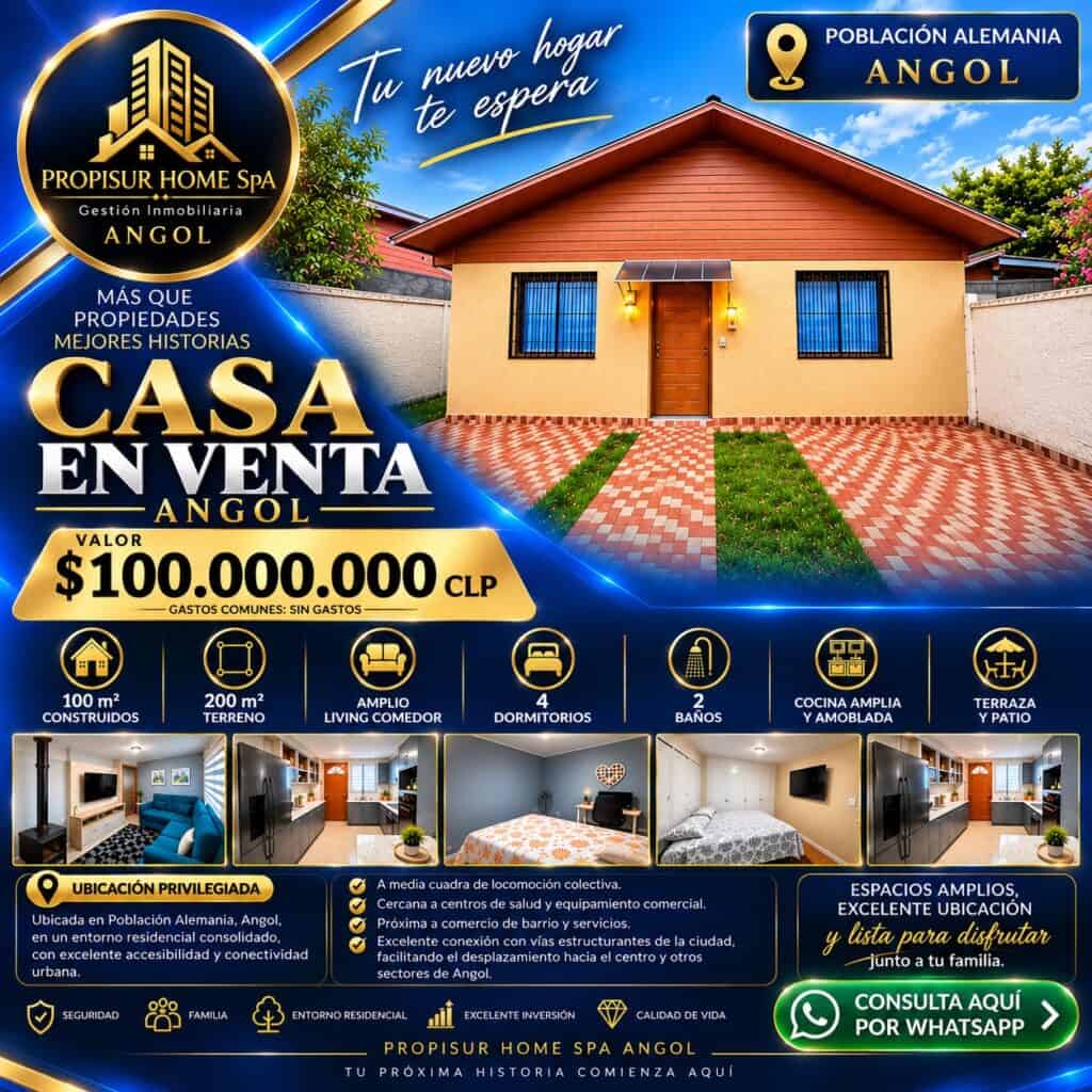 Casa en venta en Angol Población Alemania con 4 dormitorios