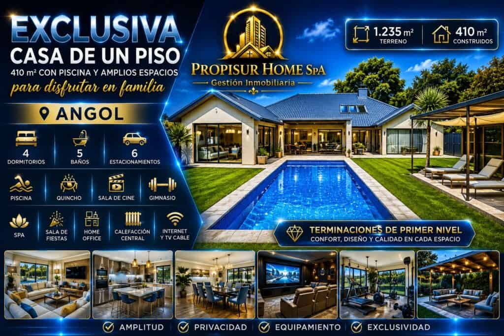 Casa exclusiva en venta en Angol con piscina - Propisur Home SpA