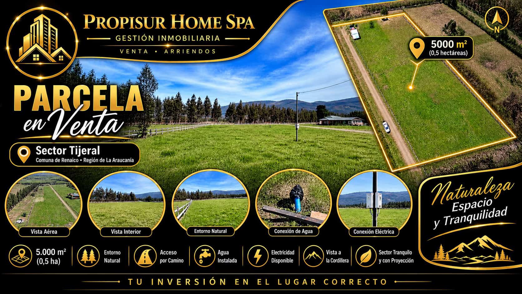 Parcela en venta en Tijeral de 5.000 m² en Camino El Nogal, Renaico