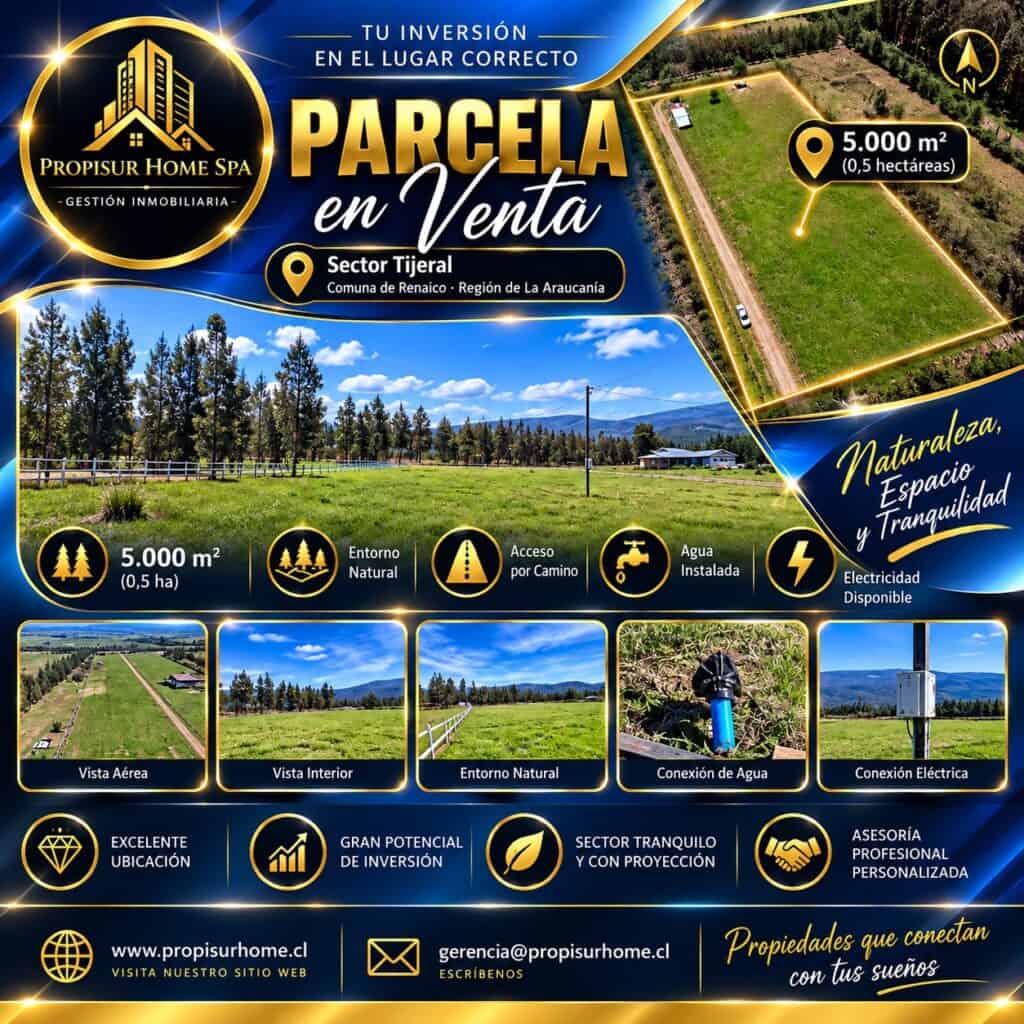 Parcela en venta en Tijeral Renaico de 5.000 m²
