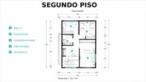 Plano del segundo piso de casa nueva en venta en Angol con distribución de dormitorios, baños y sala de estar