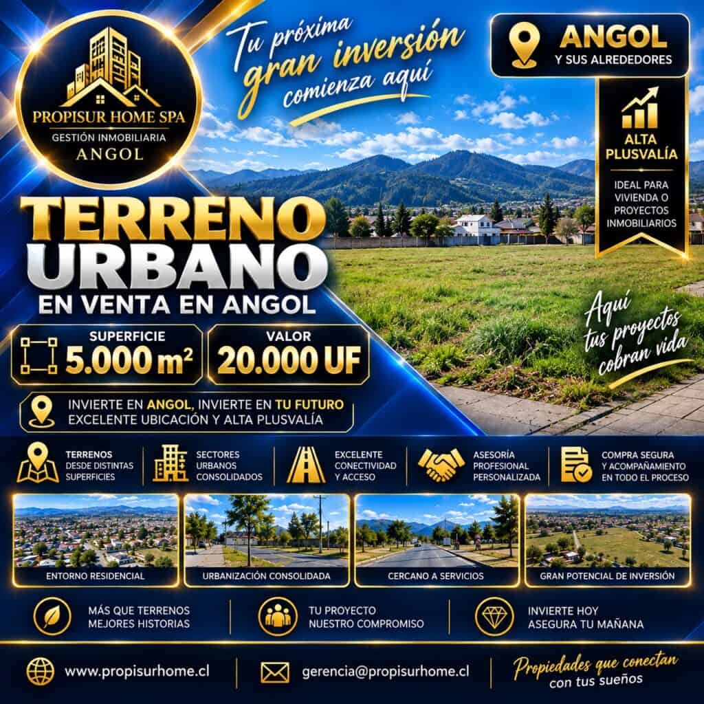 Terreno urbano en venta en Angol de 5.000 m²